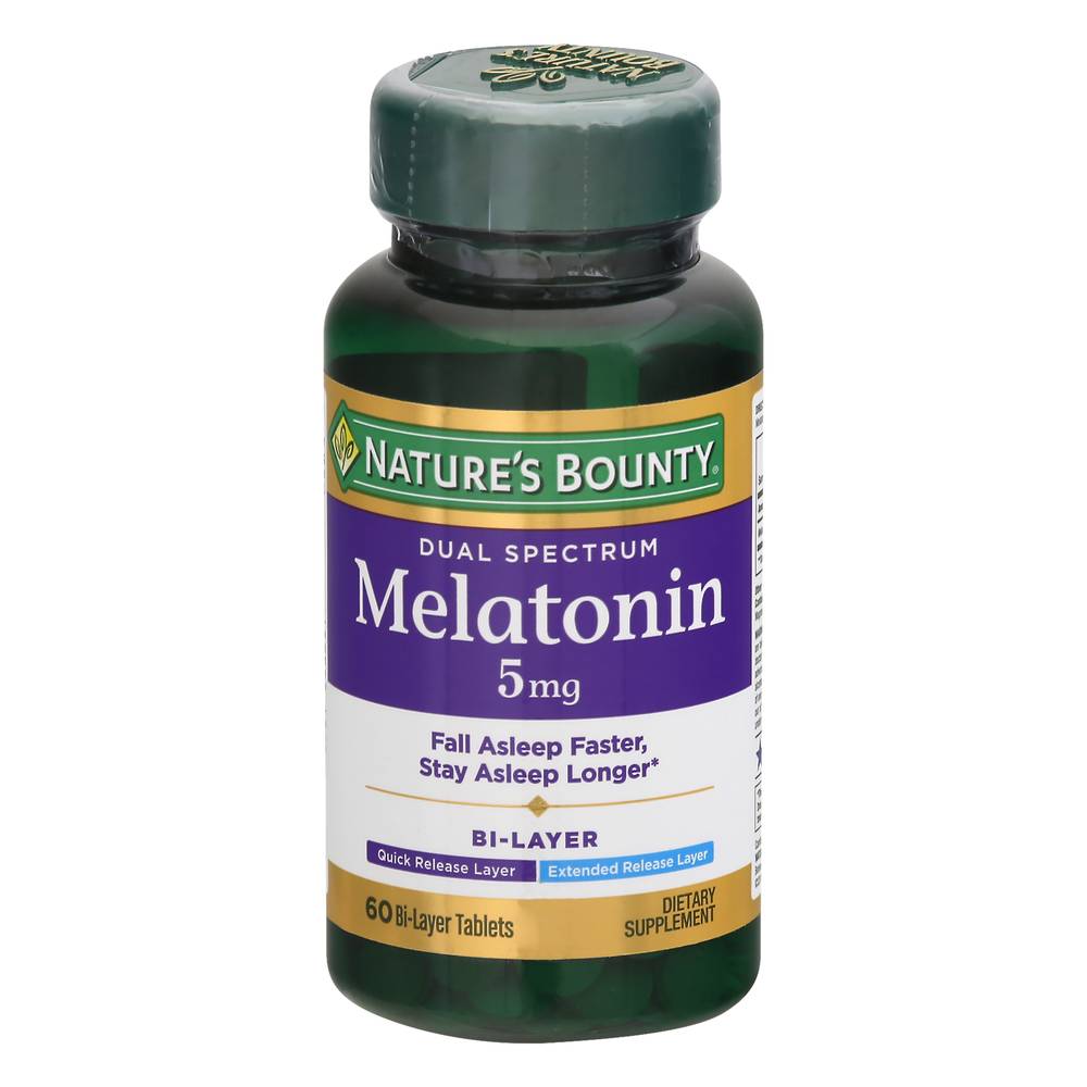 Nature's Bounty Dual Spectrum Bi-Layer Tablets Melatonin 5 mg (3.2 oz)