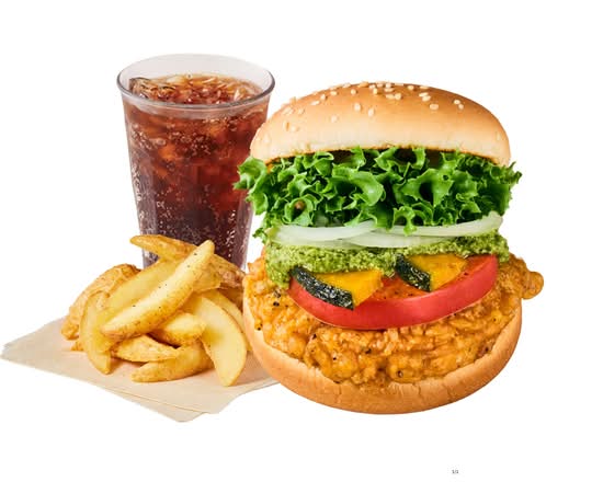 ［セット］国産夏野菜のバジルチキンバーガー～Basil Chicken Burger Combo～