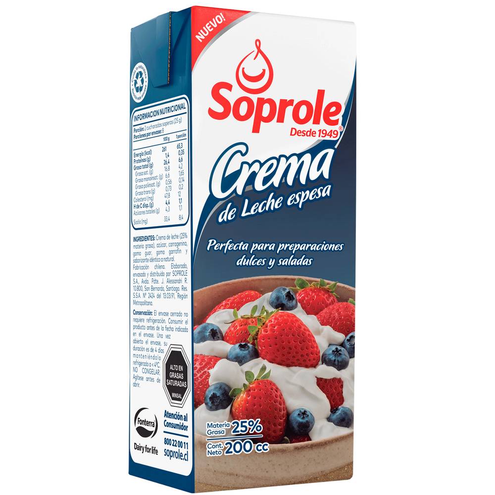 Soprole · Crema de leche espesa (200 ml)