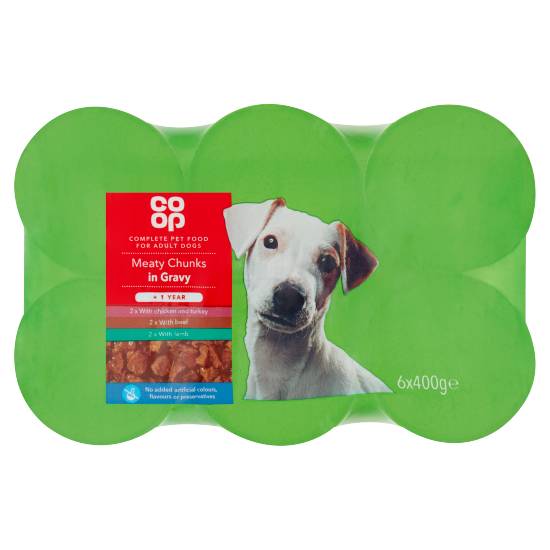 Co-Op Meaty Chunks in Gravy Selection + 1 Year (6 pack)