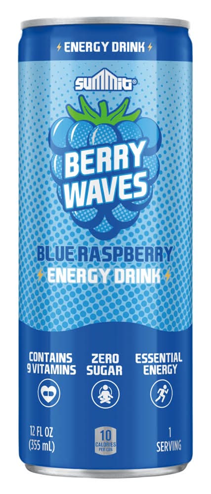 Summit Berry Waves Energy Drink, Blue Raspberry (12 fl oz)