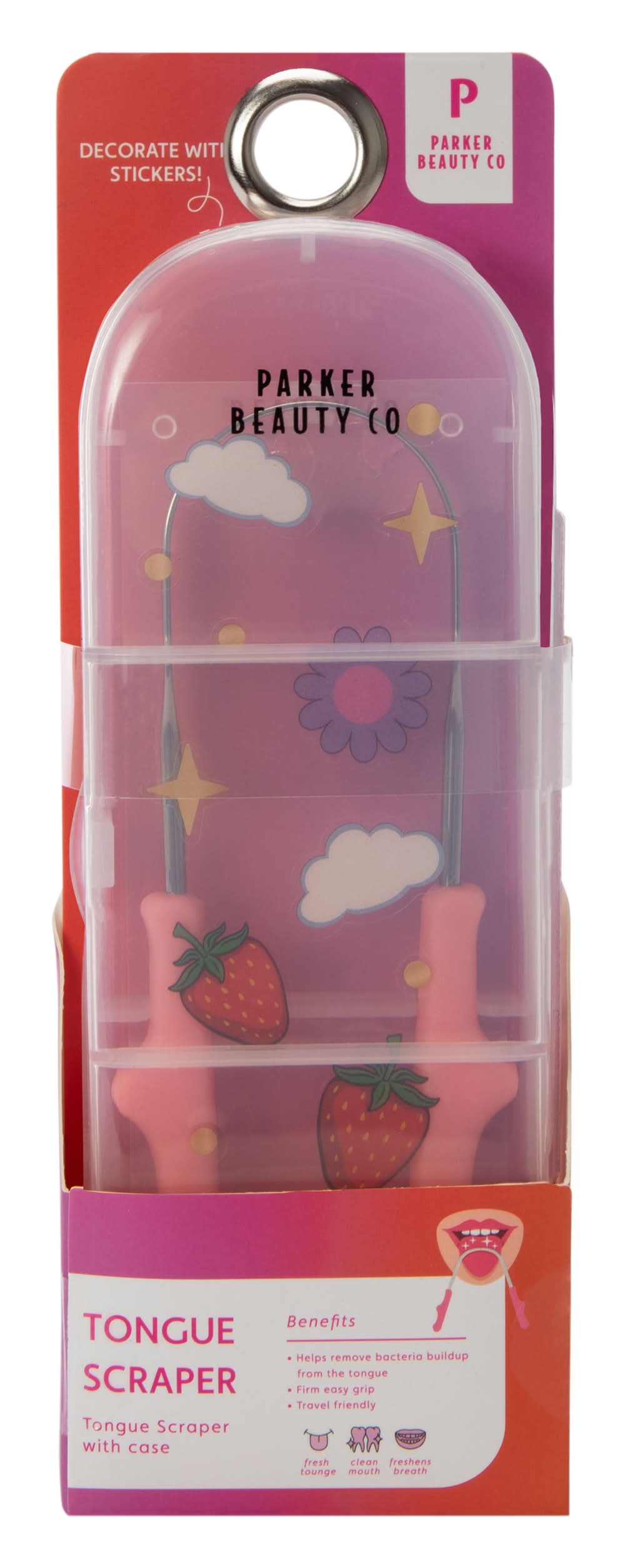 Tongue Scraper With Case Pink