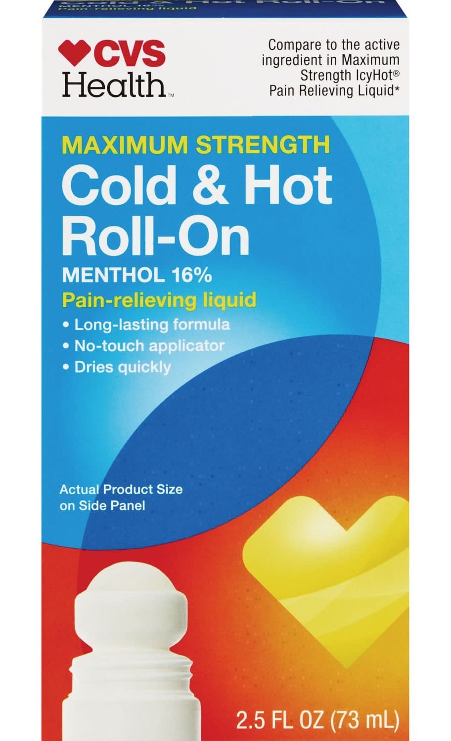Cvs Cold & Hot Menthol 16% Roll-On, 2.5 Oz