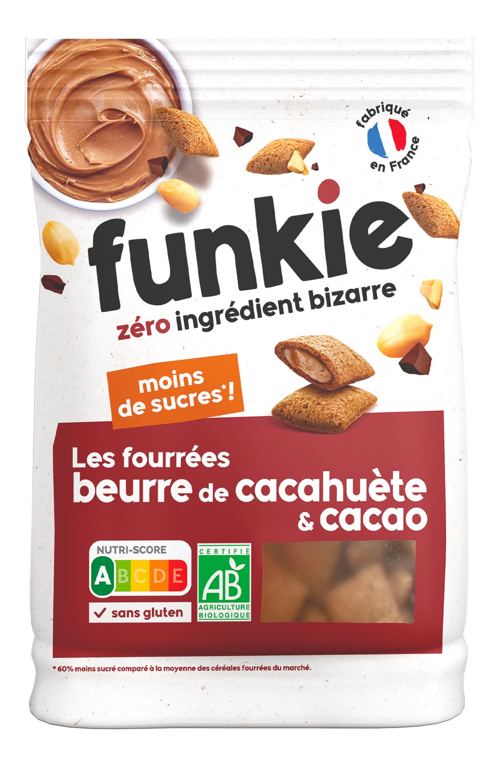 Funky Veggie - Céréales fourrées beurre de cacahuète cacao bio (250g)