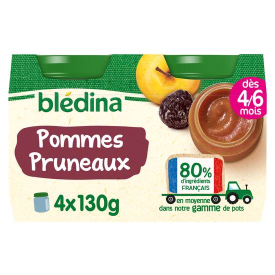 Blédina - Pots fruits pommes pruneaux dès 4/6 mois (4 pièces)