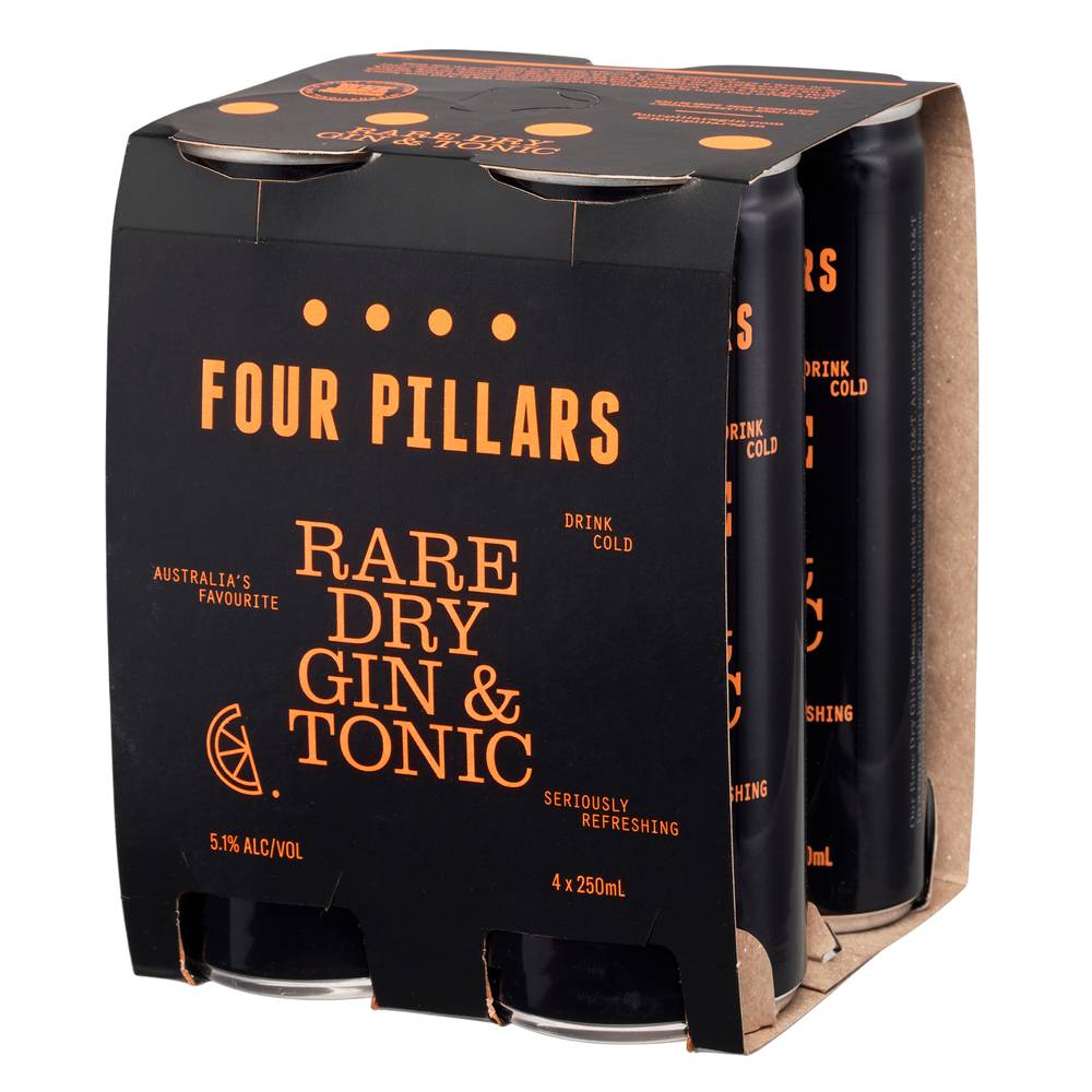 Four Pillars Rare Dry Gin & Tonic Can 250mL X 4 pack