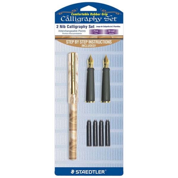 Staedtler Calligraphy Fountain Pen Set Assorted Points Black Ink