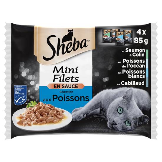 Sheba - Mini filets sachets fraîcheur en sauce aux poissons pour chat ( 4 pièces )