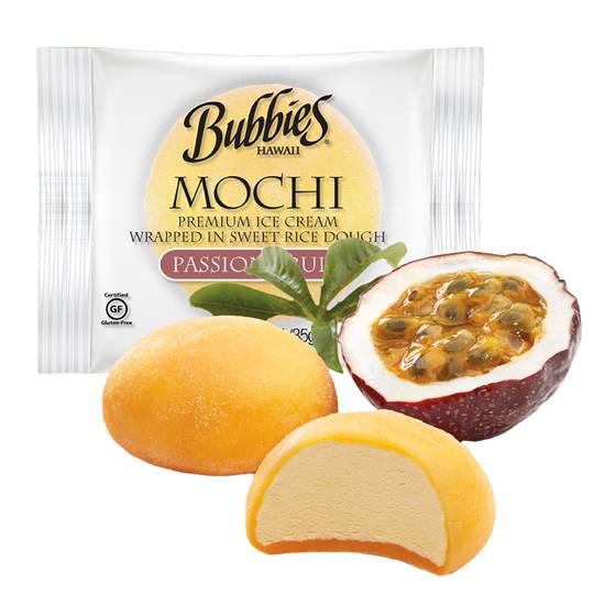 Bubbies Hawaii Passion Fruit Mochi Ice Cream Individually Wrapped 1ct