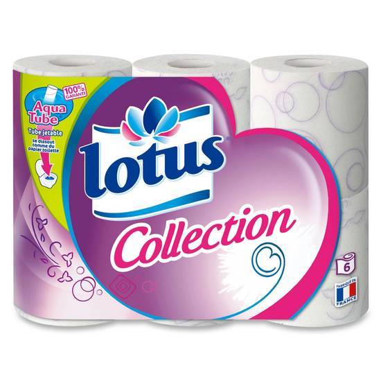Papier toilette décoré blanc ou lilas aquatube LOTUS 6 rouleaux