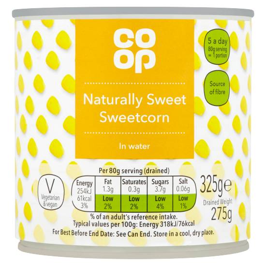 Co-Op Naturally Sweet Sweetcorn in Water 325g