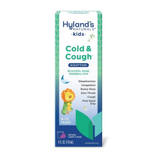 Hyland's Naturals Kids Cold & Cough NighttimeRelief Liquid, Grape, 4 OZ