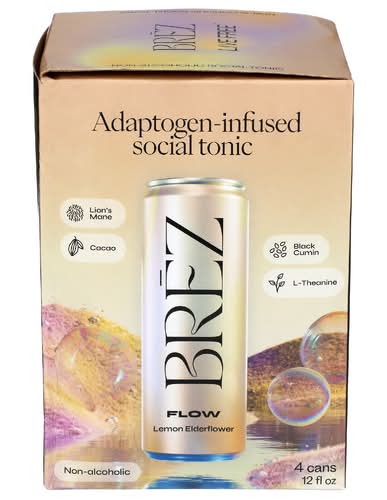 Brez Flow Lemon Elderflower Social Non-Alcoholic Tonic 4 Pack Case