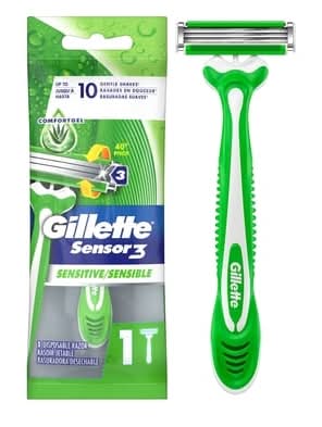 Gillette rasoir jetable pour hommes sensor3 sensible - gillette sensor3 sensitive men's disposable razor