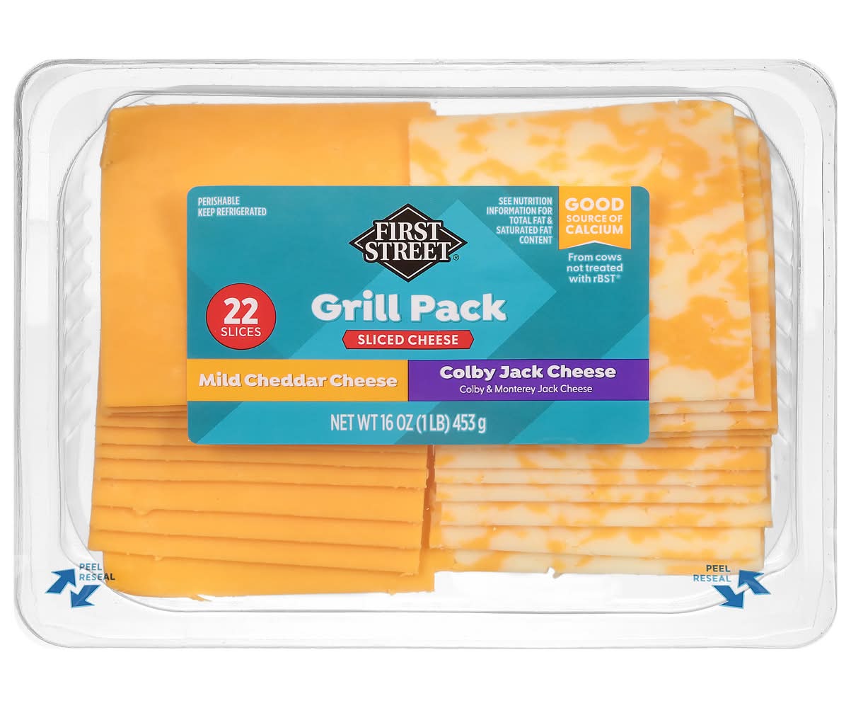 First Street Sliced Cheese Grill, Mild Cheddar-Colby Jack (22 ct)
