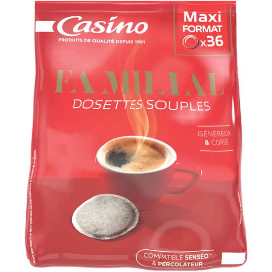 CASINO - Café - Familial - Corsé et Genereux - 36 Dosettes Souples - 250g