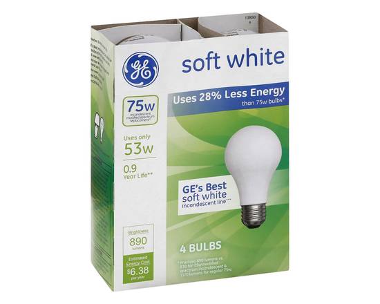 GE · Soft White 75W Lightbulbs (4 bulbs)