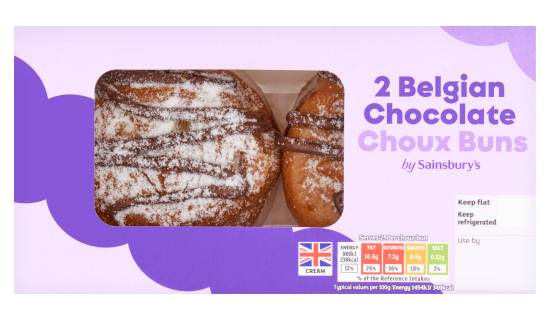 Sainsbury's Belgian Chocolate Choux Buns (2 x 68g)