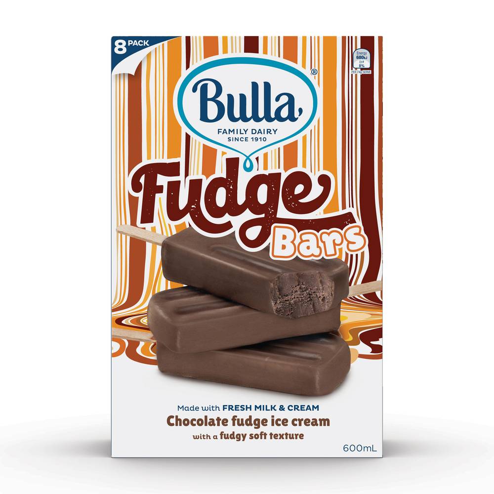 Bulla Ice Cream Bars, Chocolate Fudge (600mL, 8 pack)