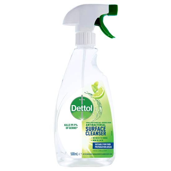 Dettol Multipurpose Antibacterial Disinfectant Surface Cleaning Trigger Spray Lime and Mint 500ml