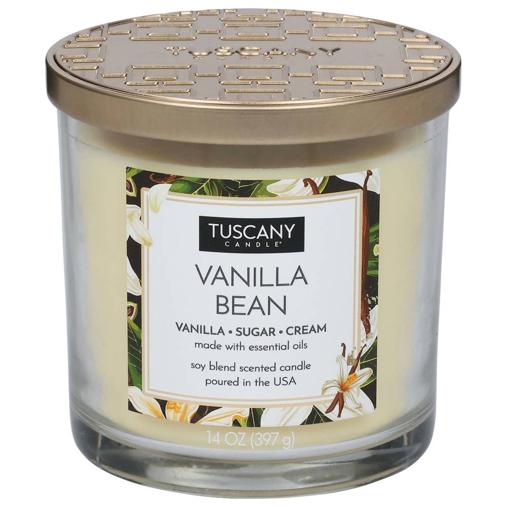 Tuscany Candle Premium Satin Wax Candle With Essential Oils, Vanilla Bean (14 oz)