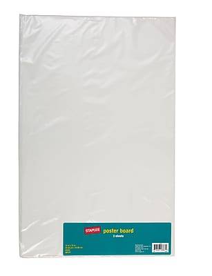 Staples Poster Board, 14" x 22", White (4 ct)