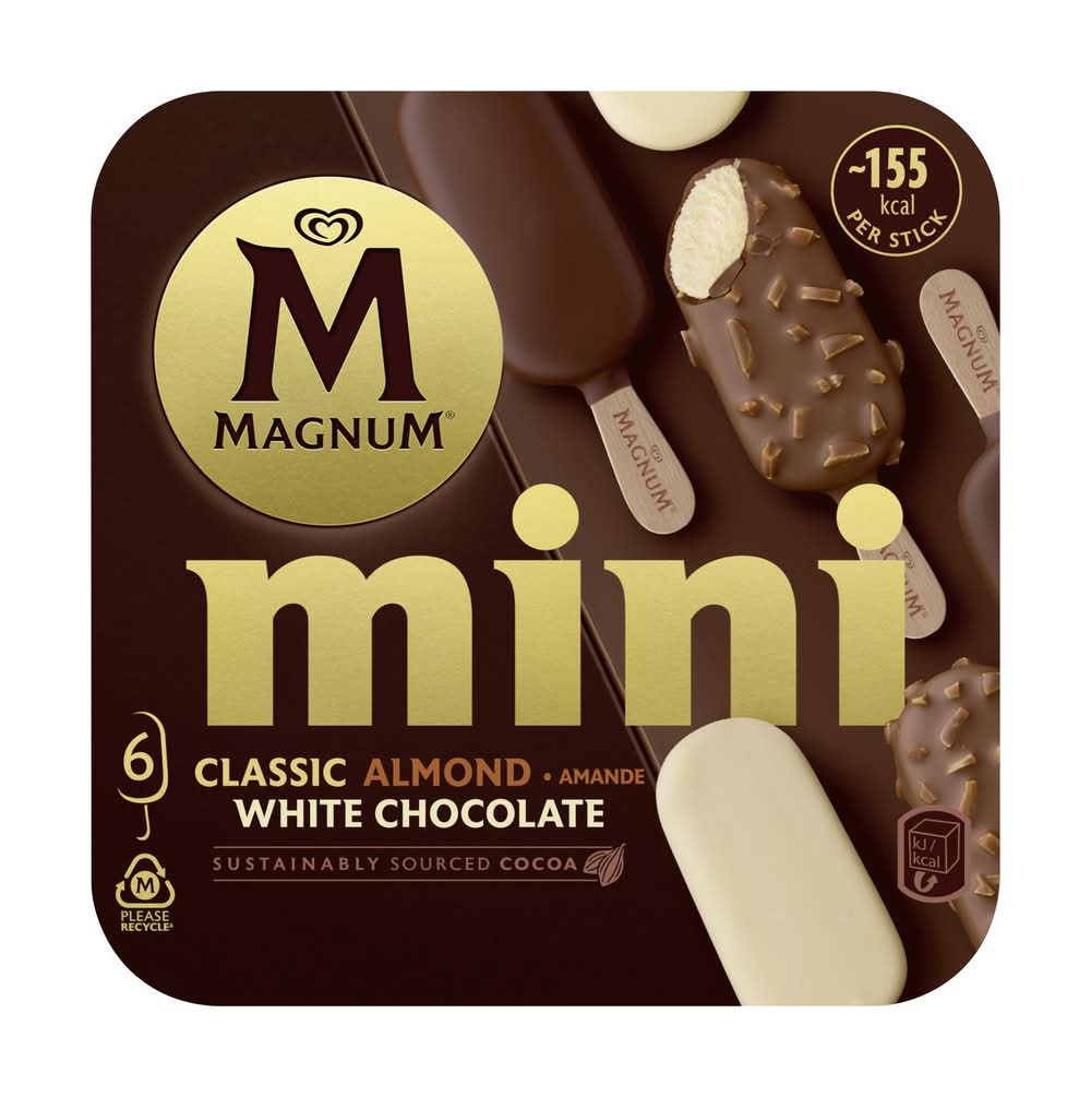 Magnum - Glace bâtonnet mini classic amande & chocolat blanc (266g)