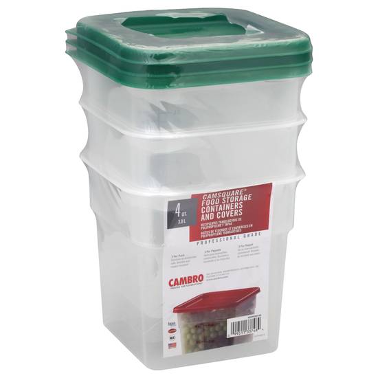 Cambro 4 Qt Camsquare Food Containers & Covers (3 ct)