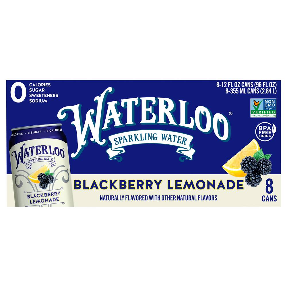 Waterloo Blackberry Lemonade Sparkling Water Cans (8 x 12 fl oz)