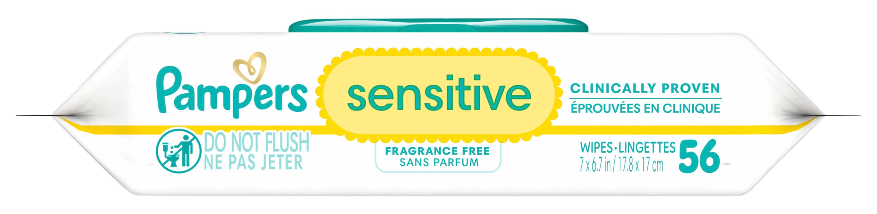 Pampers Sensitive Baby Wipes, 7x6.7 in (56 ct)
