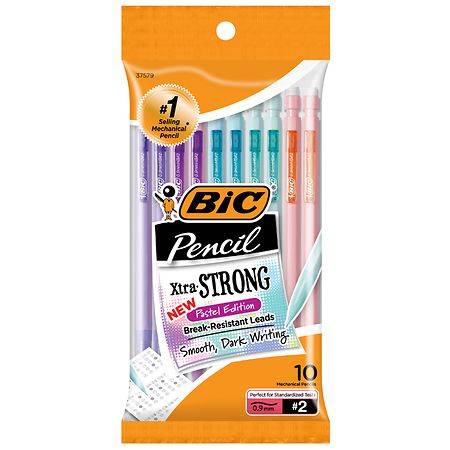 BiC Xtra Smooth Pastel Mechanical Pencils With Erasers, Medium Point, Multicolor (10 ct)