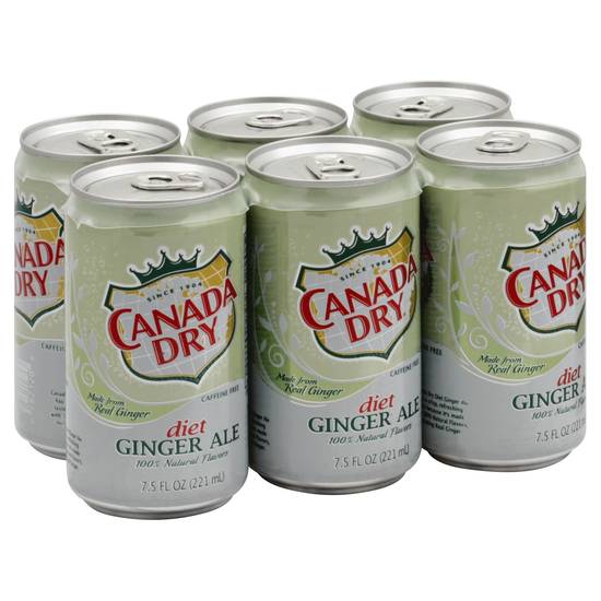 Canada Dry Zero Sugar Ginger Ale Soda (6 ct, 7.5 fl oz)