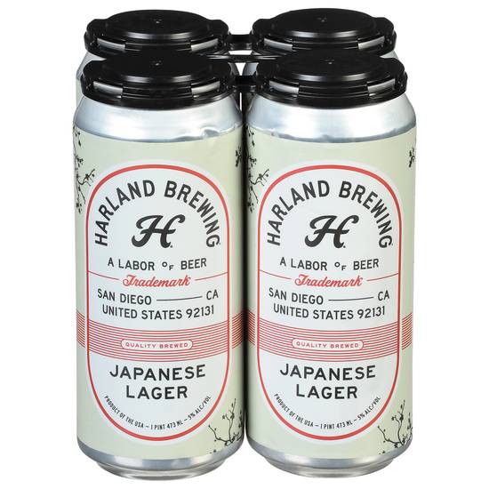 Harland Brewing Co. Japanese Lager Beer (4 ct, 16 fl oz)