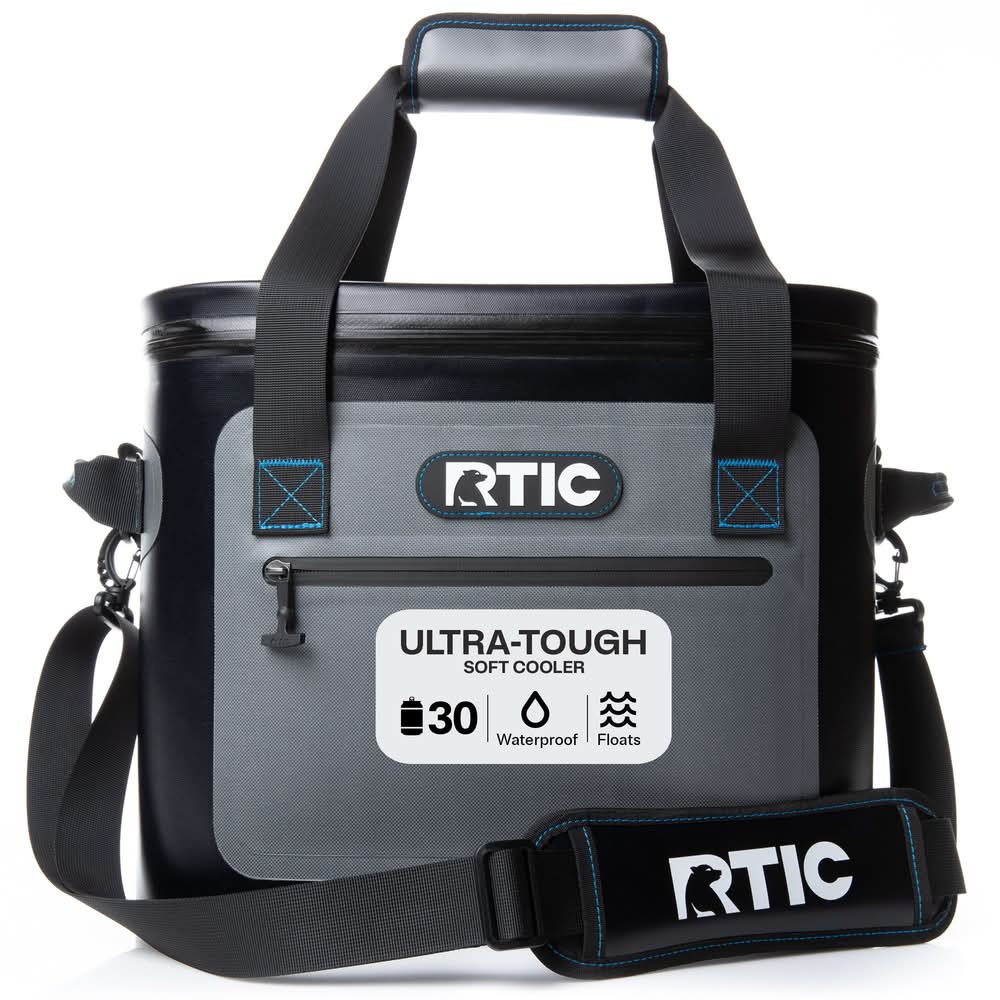 RTIC Outdoors Ultra-Tough Soft Cooler Blue/Grey 30 Cans Soft Insulated Personal cooler