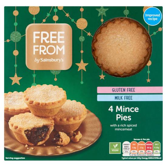 Sainsbury's Free From Mince Pies x4 230g