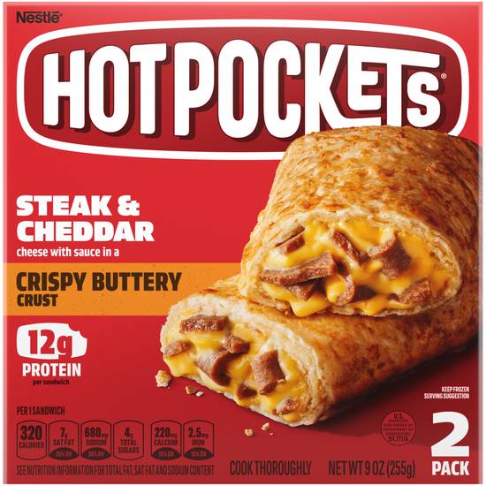 Hot Pockets Crispy Buttery Crust Steak and Cheddar Sandwich (2 ct)
