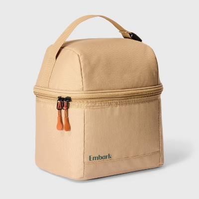 Embark Dual Compartment Classic Molded Lunch Bag (tan)