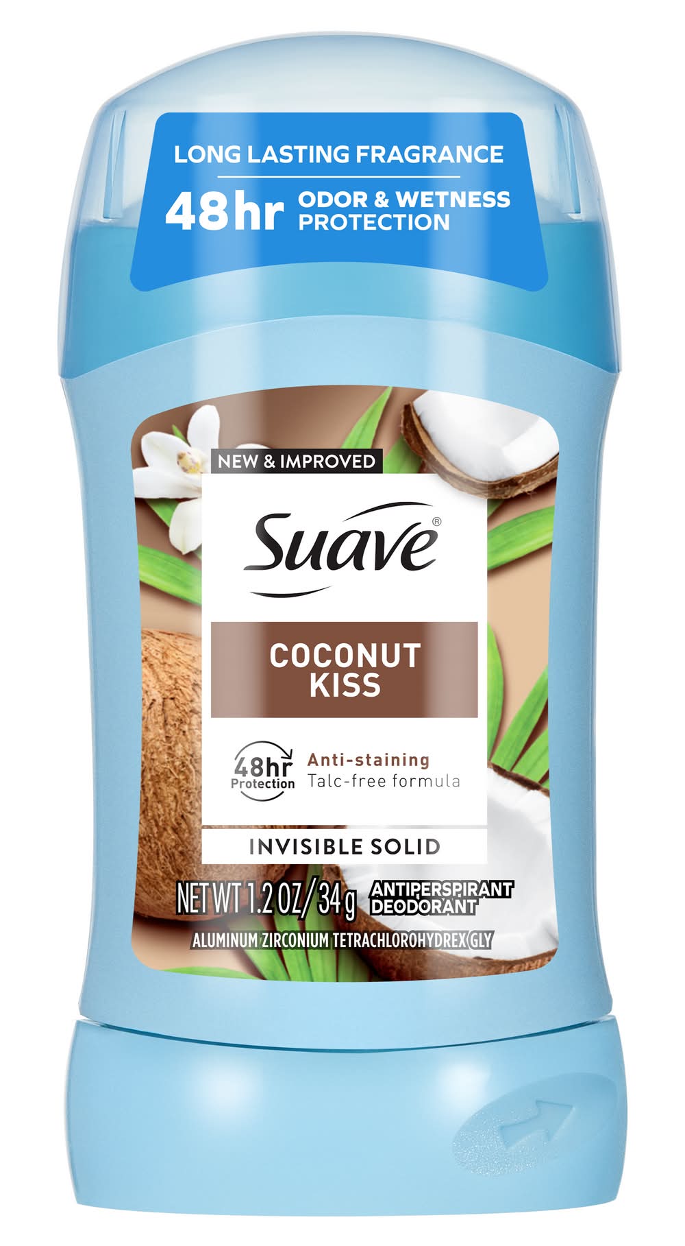 Suave Invisible Solid Antiperspirant Deodorant, Coconut Kiss, Women (1.2 fl oz)