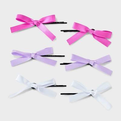 Girls' 6pk Satin Ribbon Bow Bobby Pin Set - art class™ Pink/Cream: Fashion Hair Accessories, All Hair Types