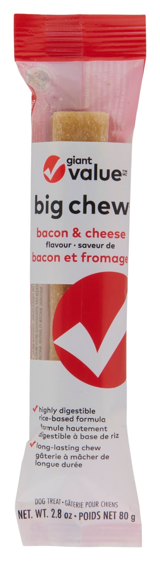 Giant Value Big Chew Bacon and Cheese Bone Dog Treat (80 g)