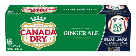 Canada Dry Sparkling Soda, Ginger Ale (12 x 355 ml)