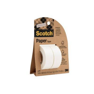 Scotch Paper Tape, 75 In X 600 In, White (2 ct)