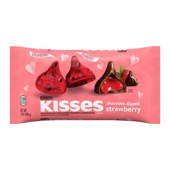 Order HERSHEY'S KISSES Chocolate Dipped Strawberry Extra Creamy Milk Chocolate with Strawberry Center Candy,Valentine's Day, 7 oz food online from CVS store, Providence County on bringmethat.com