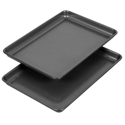 Wilton Ultra Bake Pro Nonstick Cookie Sheet Set Steel Baking Pans, 6.75 x 9.75 in, Gray (2 ct)