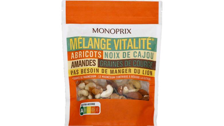 Monoprix Melange vitalite avec abricots, noix de cajou, amandes, graines de courge Le paquet de 125g
