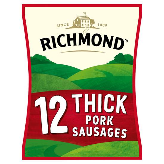 Richmond 12 Thick Pork Sausages 615G