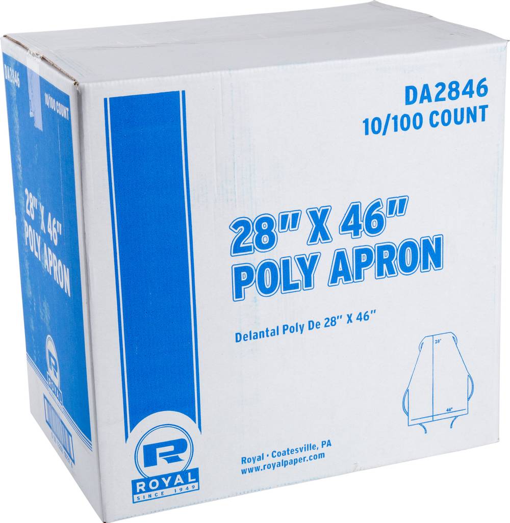 Royal Paper Lightweight Poly Aprons, White (100 ct)