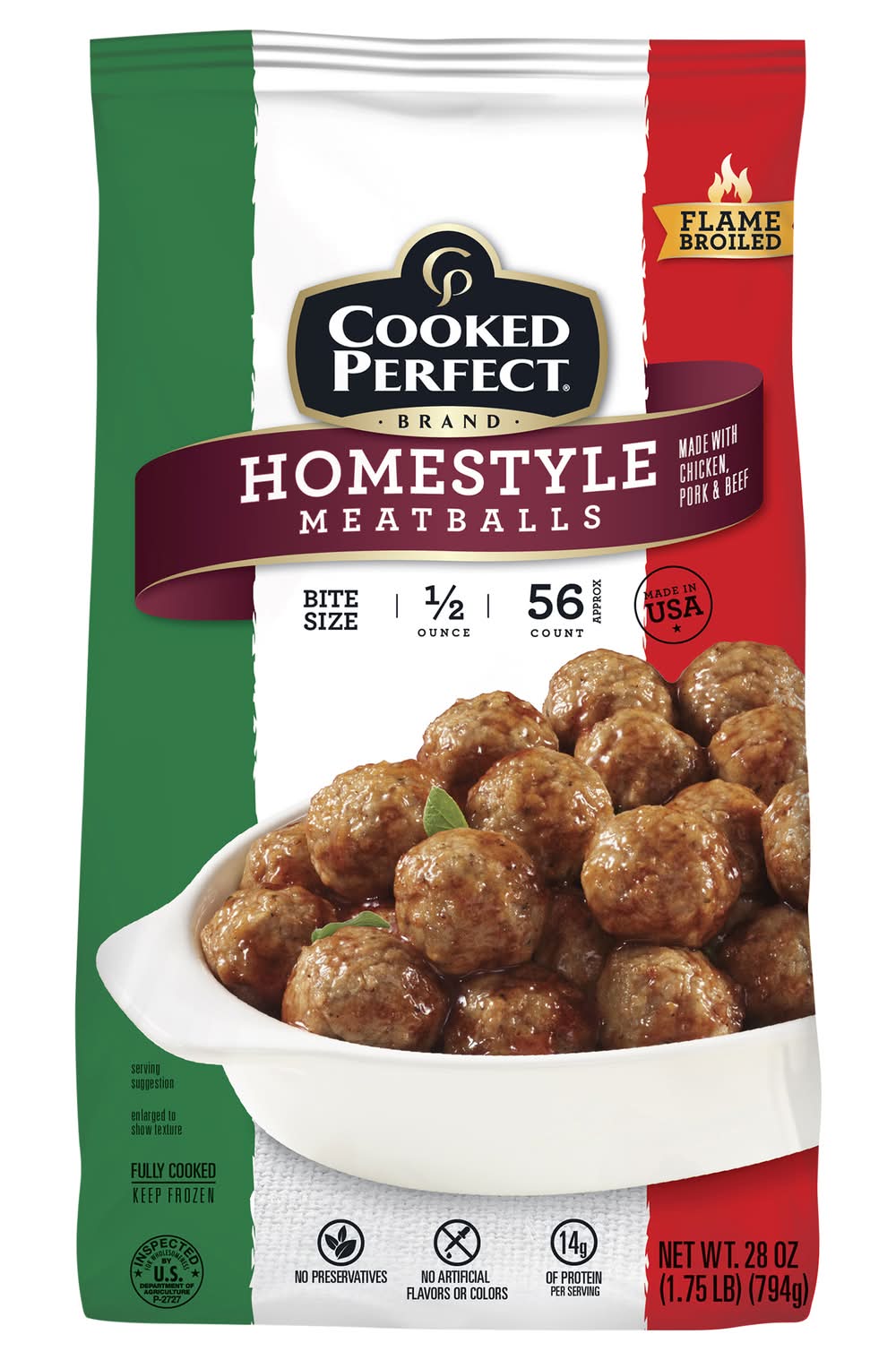 Cooked Perfect Flame Broiled Homestyle Meatballs (28 oz, 56 ct)