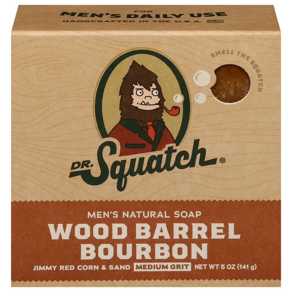 Dr. Squatch Men's Natural Wood Barrel Bourbon Soap (5 oz)