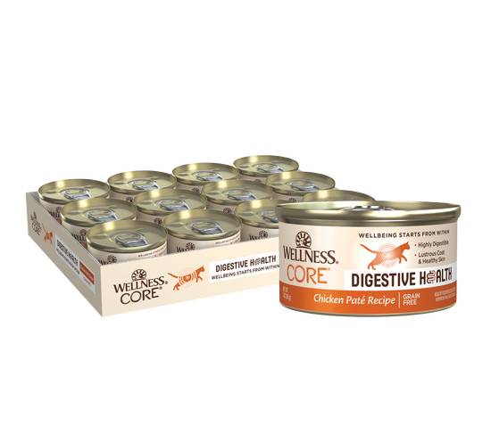 Wellness Core Digestive Health Chicken Pate Wet Cat Food, (pack of 12)